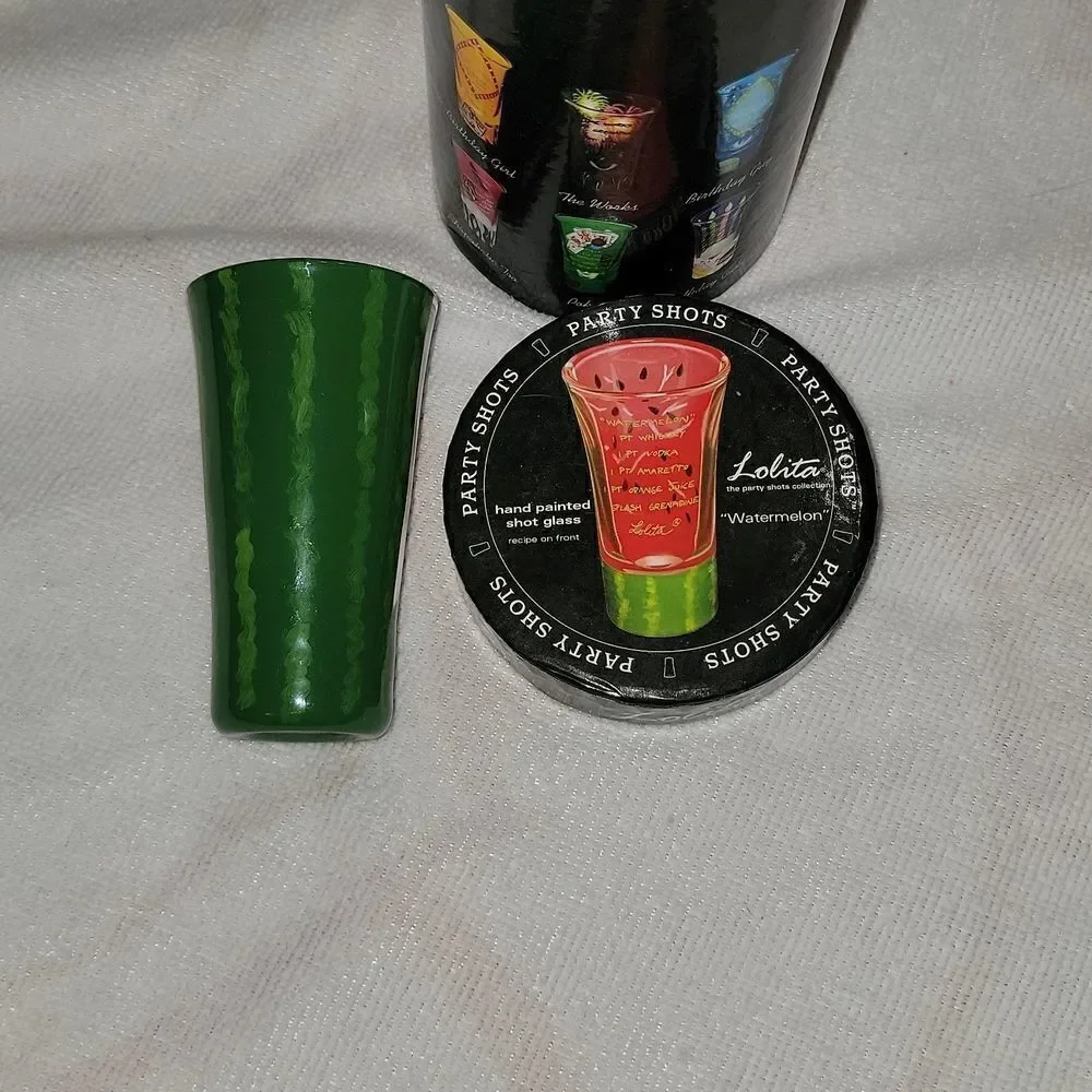 Lolita Hand Painted Party Shots 2 oz. Glass Collection 🍉 Watermelon 🍉 HTF
